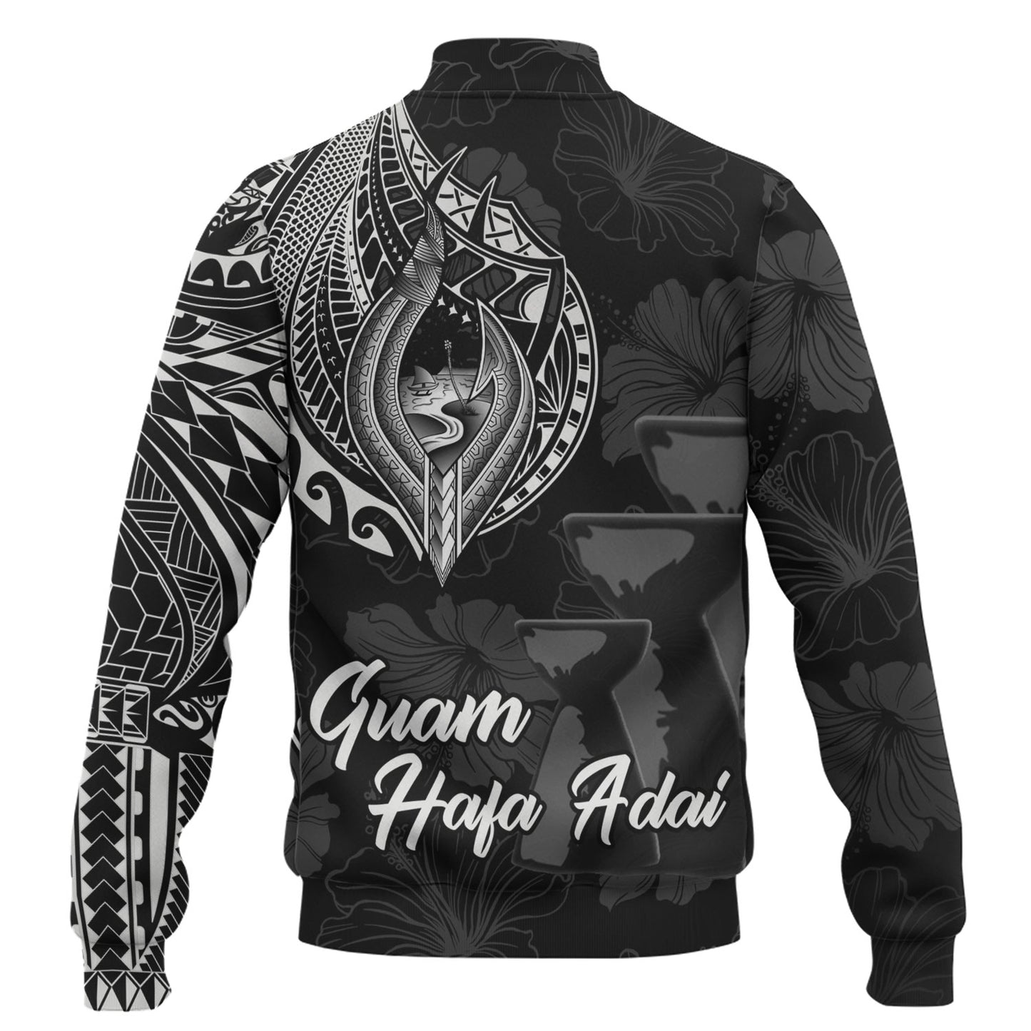 Guam Baseball Jacket Hafa Adai Guam Seal Half Sleeve Tattoo