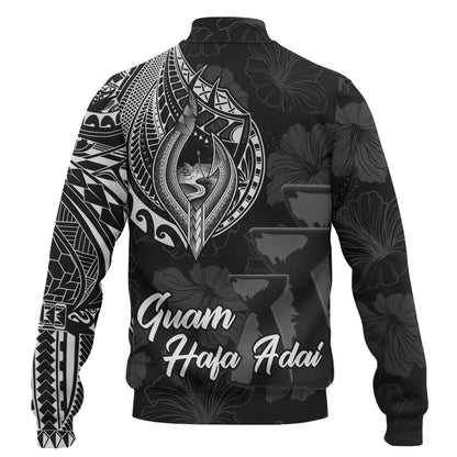 Guam Baseball Jacket Hafa Adai Guam Seal Half Sleeve Tattoo