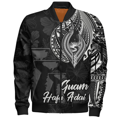 Guam Bomber Jacket Hafa Adai Guam Seal Half Sleeve Tattoo