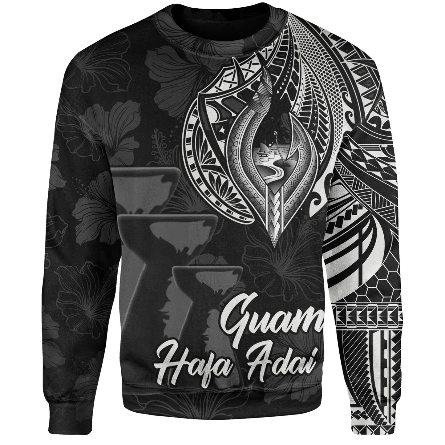 Guam Sweatshirt Hafa Adai Guam Seal Half Sleeve Tattoo