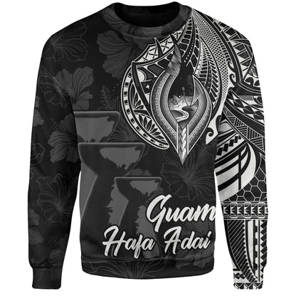 Guam Sweatshirt Hafa Adai Guam Seal Half Sleeve Tattoo