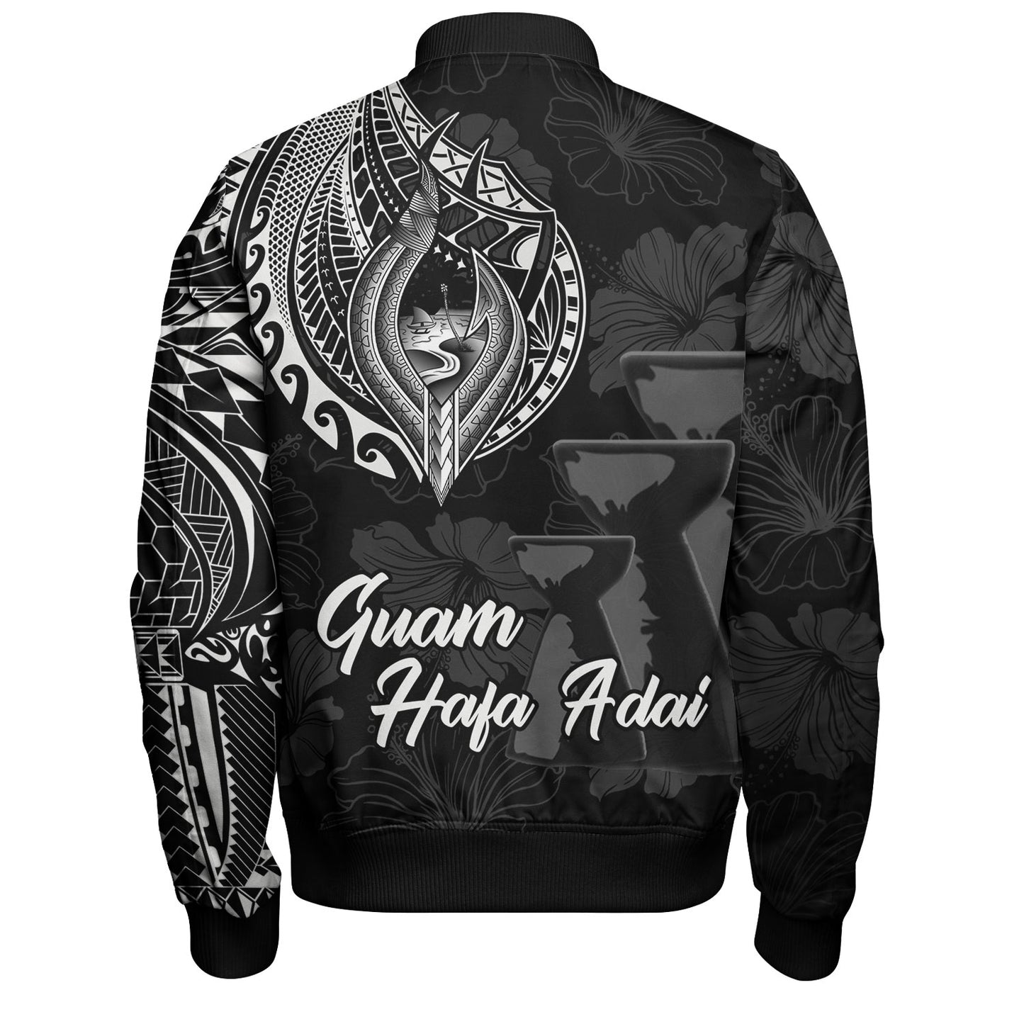 Guam Bomber Jacket Hafa Adai Guam Seal Half Sleeve Tattoo