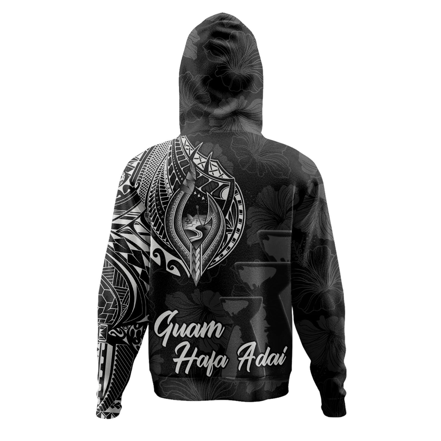 Guam Hoodie Hafa Adai Guam Seal Half Sleeve Tattoo