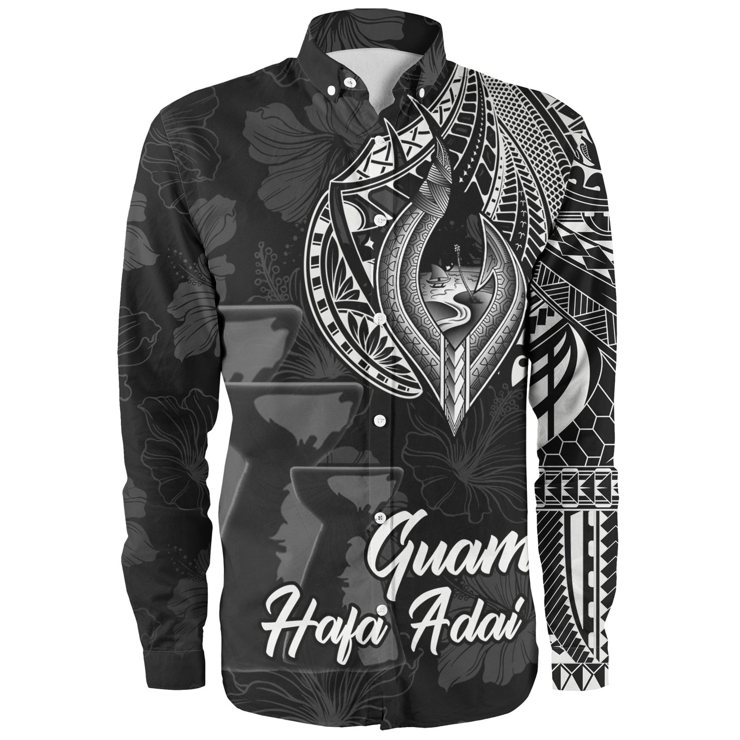Guam Long Sleeve Shirt Hafa Adai Guam Seal Half Sleeve Tattoo