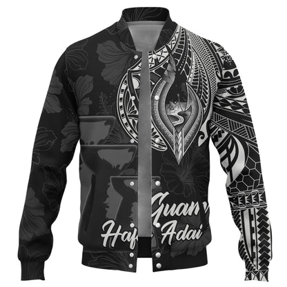 Guam Baseball Jacket Hafa Adai Guam Seal Half Sleeve Tattoo