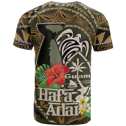 Guam T-Shirt Hafa Adai Seal Flower Tropical Retro Style