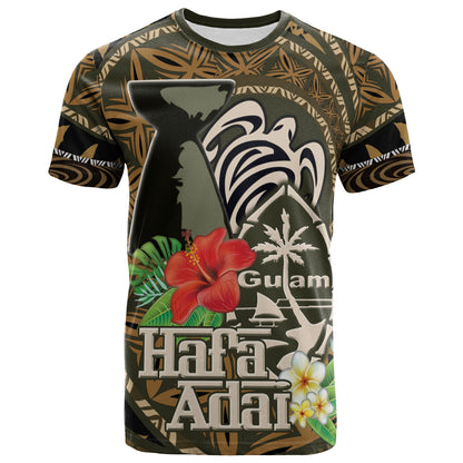 Guam T-Shirt Hafa Adai Seal Flower Tropical Retro Style