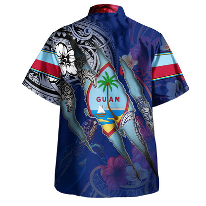 Kiribati Hawaiian Shirt Custom Gilbertese Blood Inside Me Polynesian Sleeve Tattoo Tropical Blue