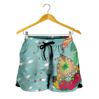 Guam Women Shorts Latte Stones Hibiscus
