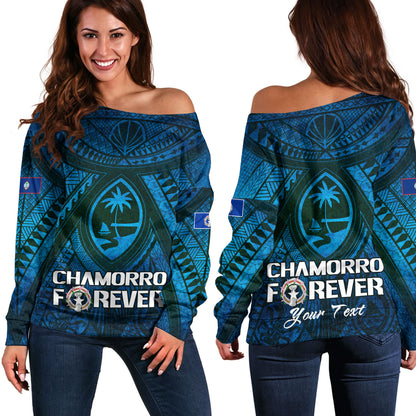 Guam Custom Personalised Off Shoulder Sweatshirt Mariana Islands Chamorro Forever Style