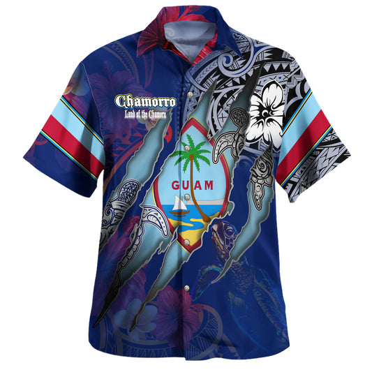 Kiribati Hawaiian Shirt Custom Gilbertese Blood Inside Me Polynesian Sleeve Tattoo Tropical Blue