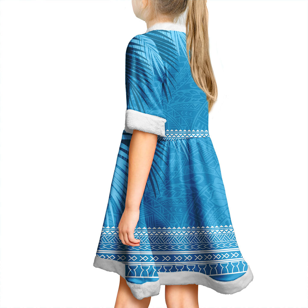 Guam Women and Kid Christmas Dress Polynesian Fabric Leaves