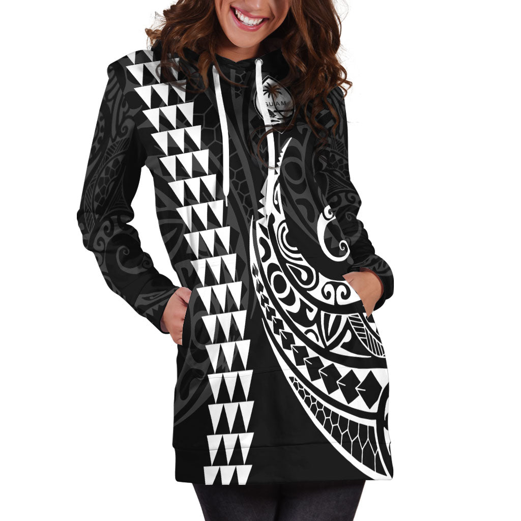 Guam Hoodie Dress Kakau Style White