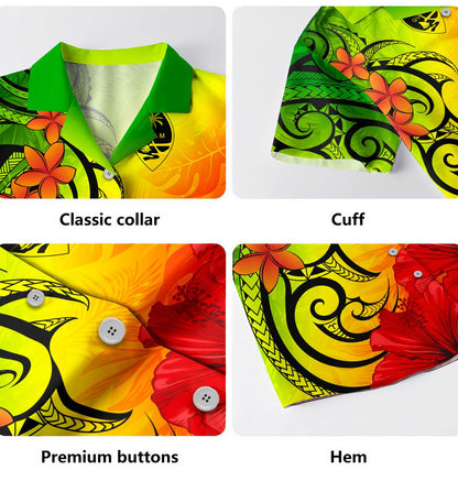 Guam Hawaiian Shirt Tribal Polynesia Tropical Hibiscus Flower