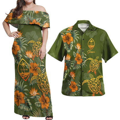Guam Polynesian Pattern Combo Dress And Shirt Tropical Summer
