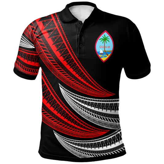 Guam Custom Personalised Polo Shirt -  Wave Pattern Alternating