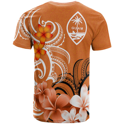 Guam T-Shirt Custom Personalised Floral Spirit Orange