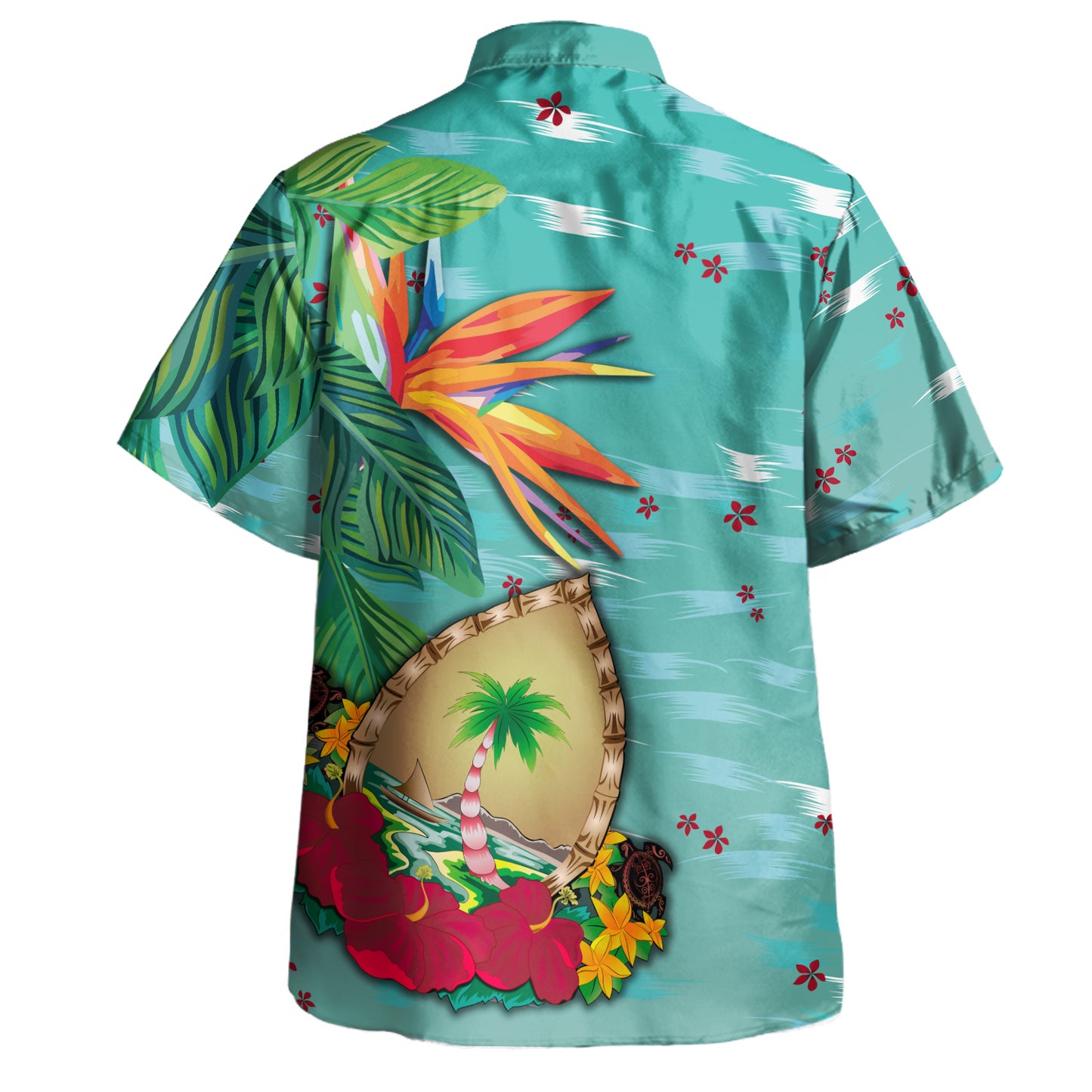 Guam Hawaiian Shirt Latte Stones Hibiscus