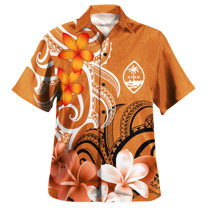 Guam Custom Personalised Hawaiian Shirt Polynesian Floral Spirit Orange