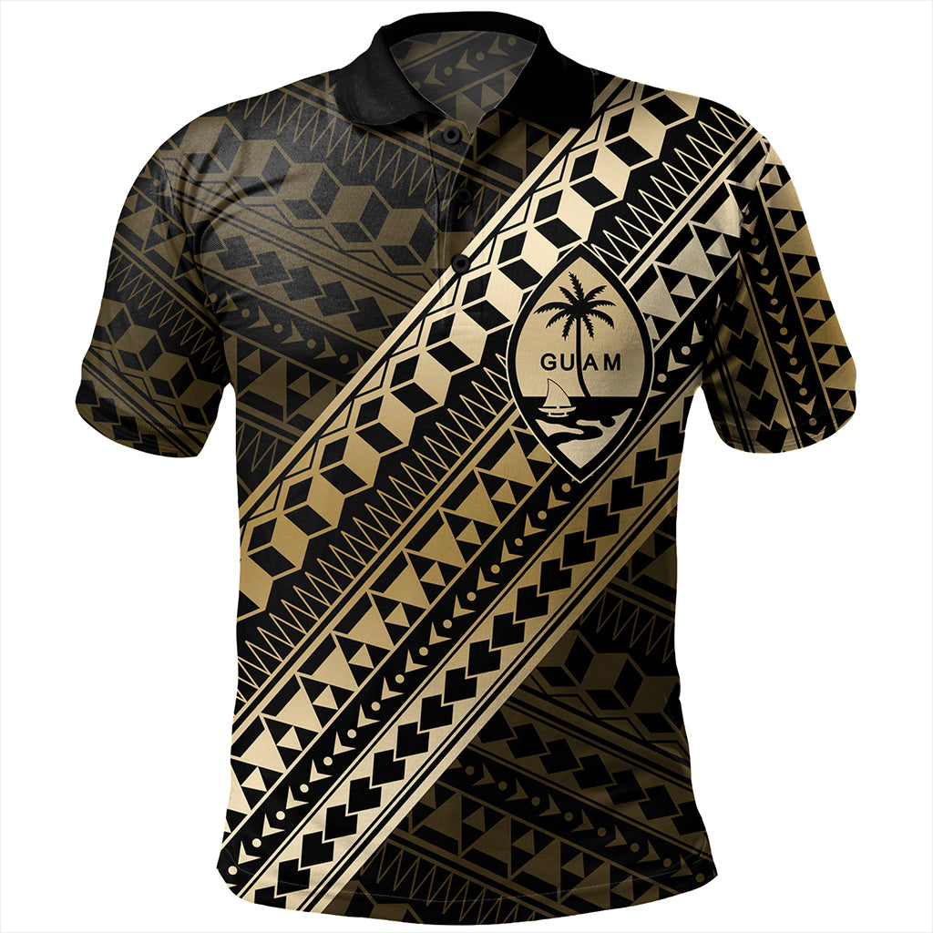 Guam Polo Shirt Tribal Tattoo Style