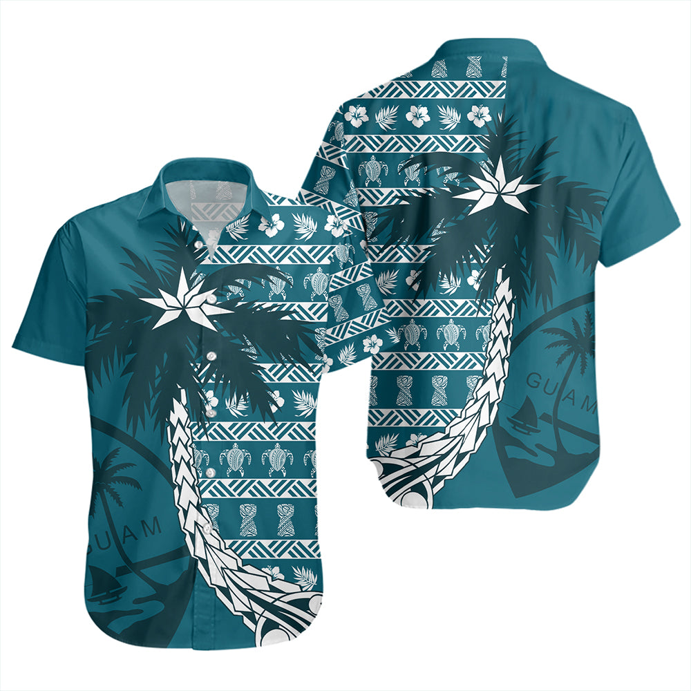 Guam Short Sleeve Shirt Tree Coconut Pattern Chamorro