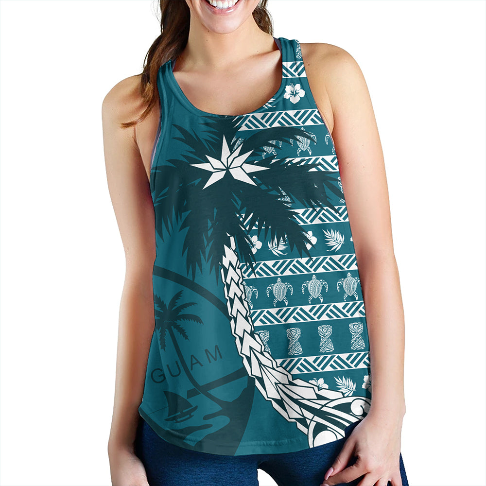 Guam Women Tank Tree Coconut Pattern Chamorro