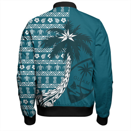 Guam Bomber Jacket Tree Coconut Pattern Chamorro
