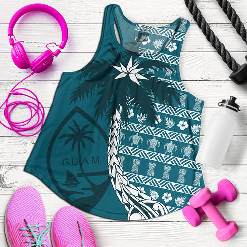 Guam Women Tank Tree Coconut Pattern Chamorro