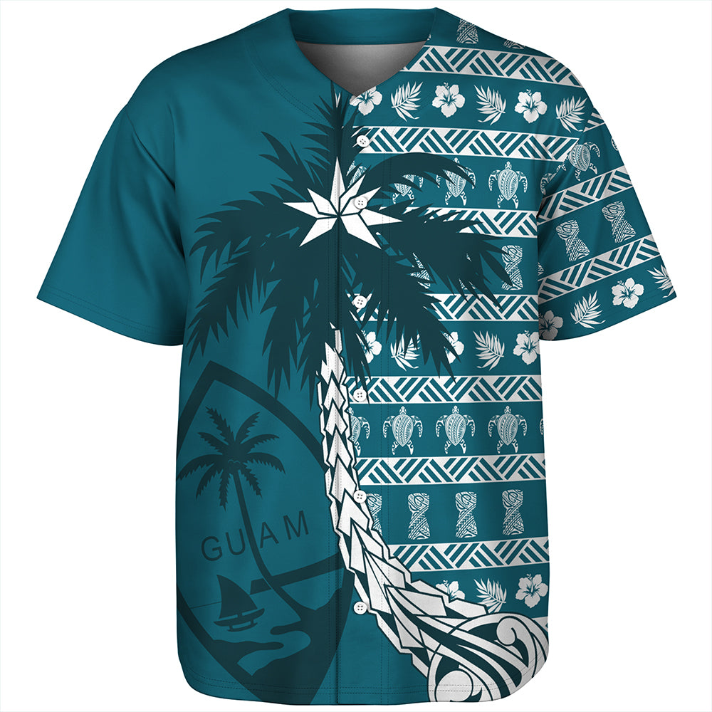Guam Baseball Shirt Tree Coconut Pattern Chamorro