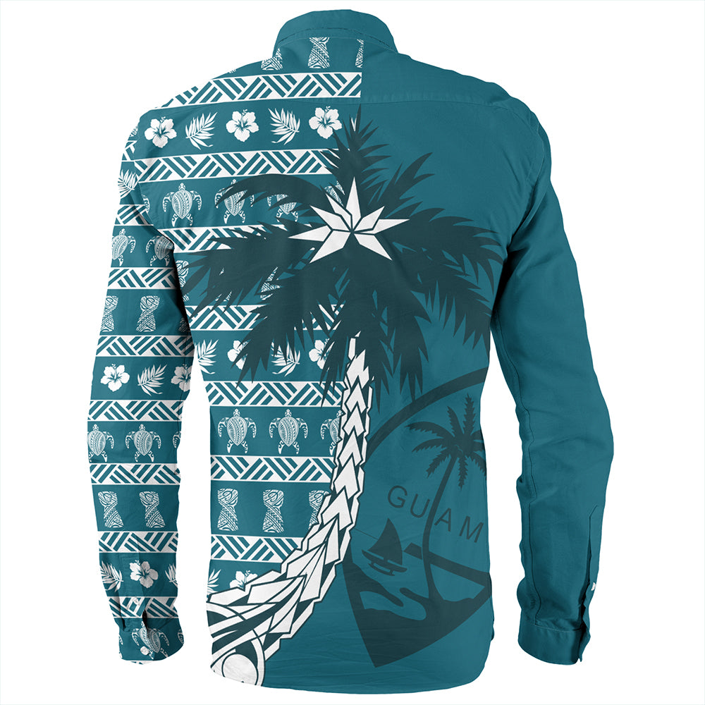 Guam Long Sleeve Shirt Tree Coconut Pattern Chamorro
