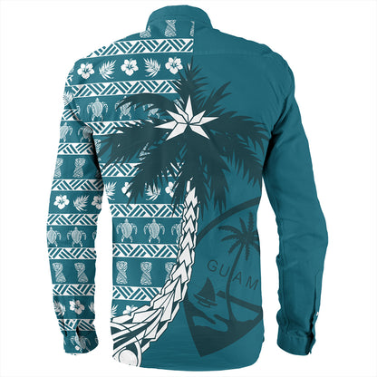 Guam Long Sleeve Shirt Tree Coconut Pattern Chamorro