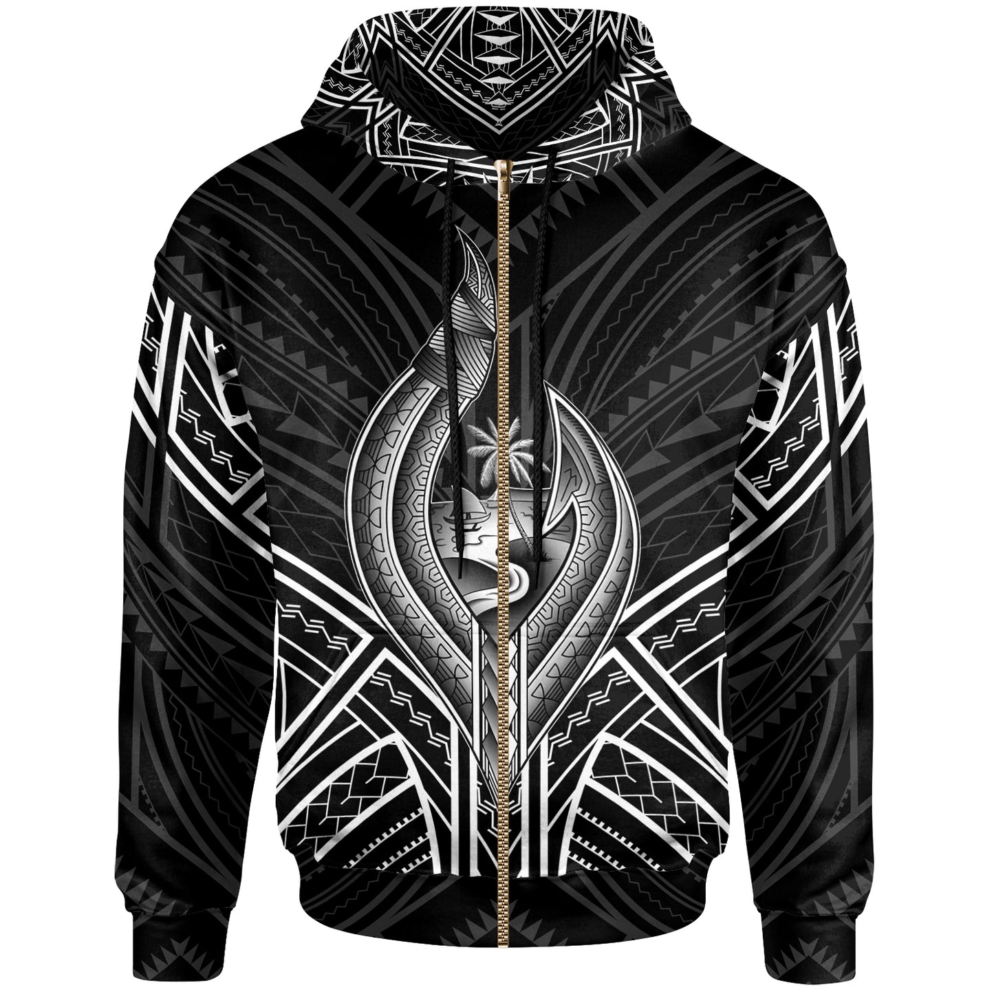 Guam Hoodie - Guam Seal Chamorro Tribal White Color