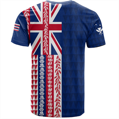 Hawaii T-Shirt Aloha Flag With Flower Lie Beautiful