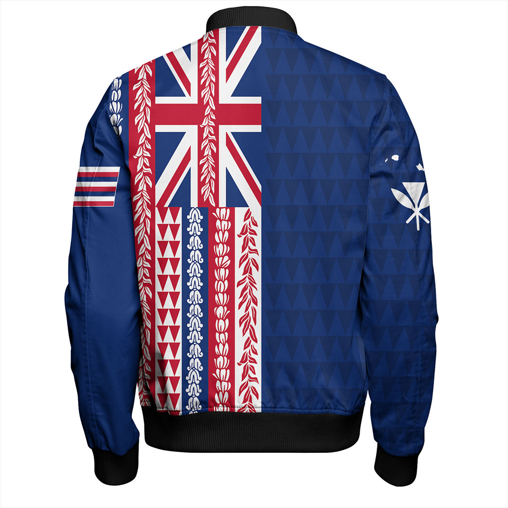 Hawaii Bomber Jacket Aloha Flag With Flower Lie Beautiful