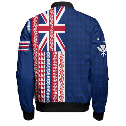 Hawaii Bomber Jacket Aloha Flag With Flower Lie Beautiful