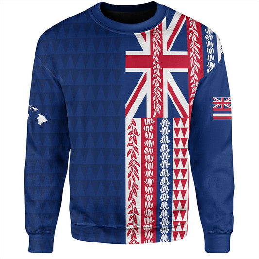 Hawaii Sweatshirt Aloha Flag With Flower Lie Beautiful