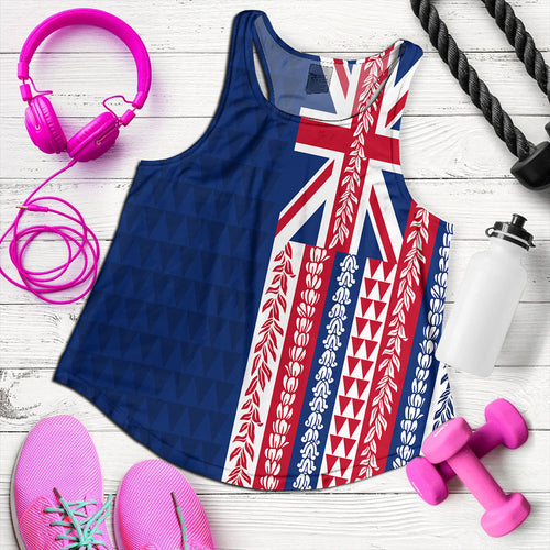 Hawaii Women Tank Aloha Flag With Flower Lie Beautiful