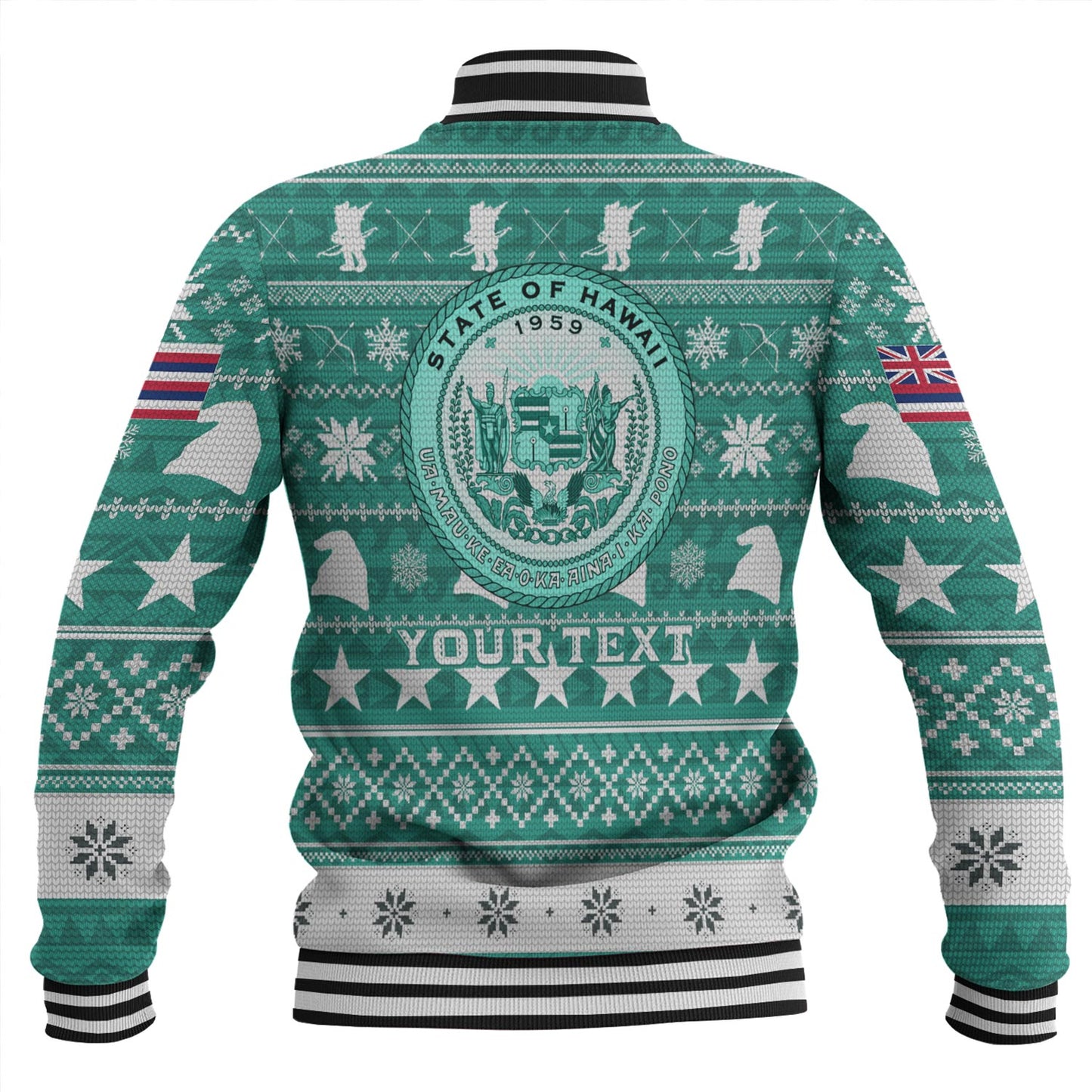 Hawaii Baseball Jacket Custom Ugly Gnome Packing Out a Unicorn Hawaiian Christmas