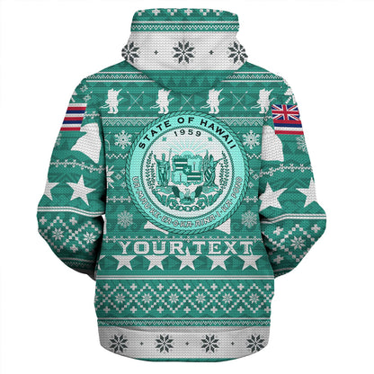 Hawaii Sherpa Hoodie Custom Ugly Gnome Packing Out a Unicorn Hawaiian Christmas