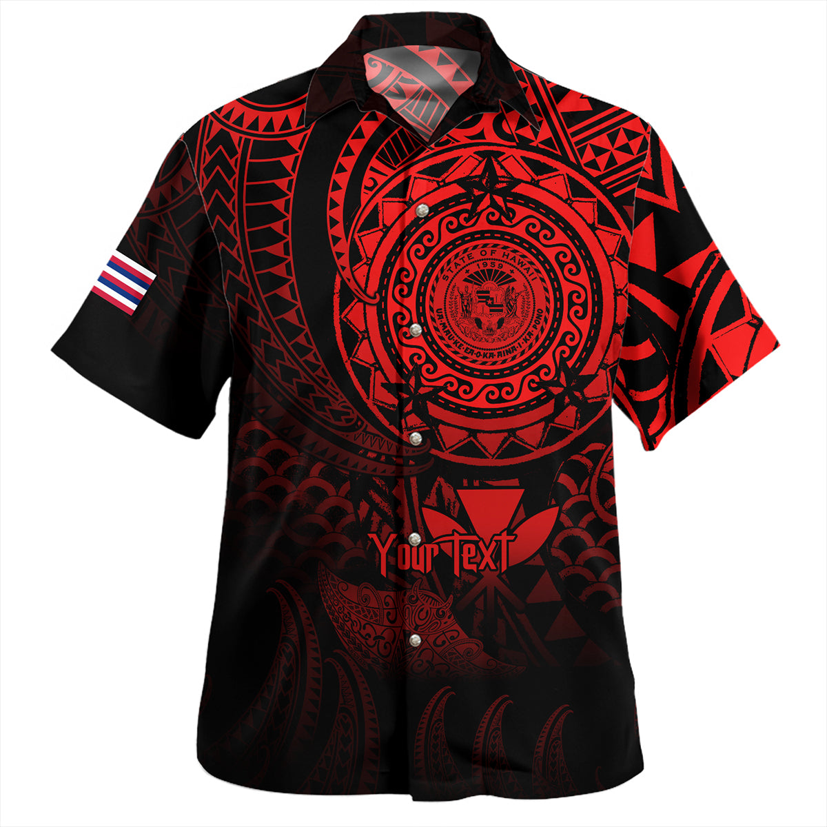 Hawaii Hawaiian Shirt Pearl Of The Pacific Red Polynesian Tattau