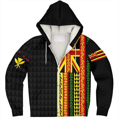 Hawaii Sherpa Hoodie Kanaka Maoli With Flower Lie Beautiful