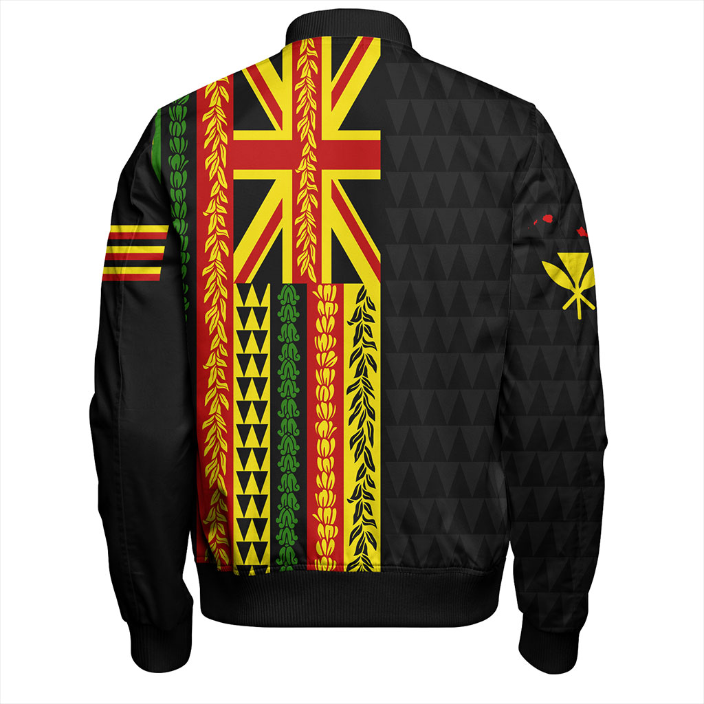 Hawaii Bomber Jacket Kanaka Maoli With Flower Lie Beautiful