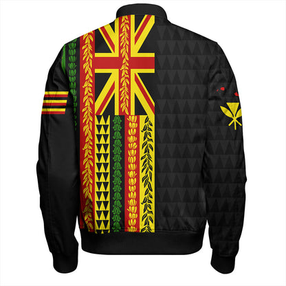Hawaii Bomber Jacket Kanaka Maoli With Flower Lie Beautiful