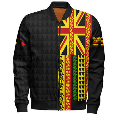 Hawaii Bomber Jacket Kanaka Maoli With Flower Lie Beautiful