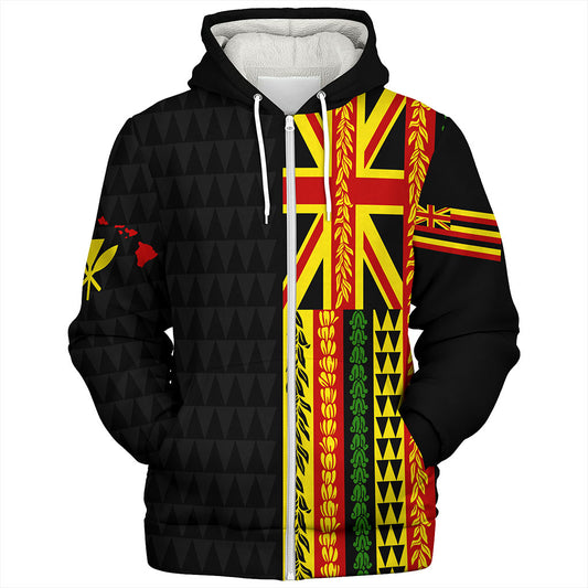 Hawaii Sherpa Hoodie Kanaka Maoli With Flower Lie Beautiful