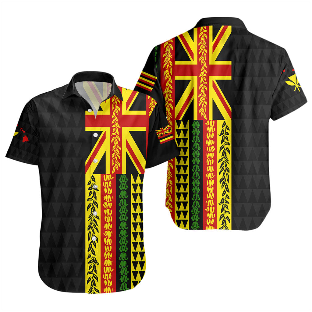 Hawaii Short Sleeve Shirt Kanaka Maoli With Flower Lie Beautiful