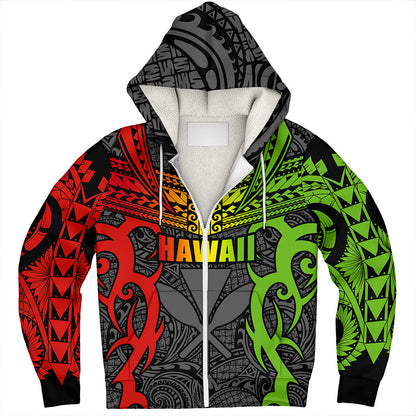 Hawaii Sherpa Hoodie Kanaka Tribal Tattoo Concept
