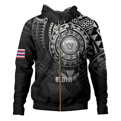 Hawaii Hoodie Pearl Of The Pacific Black Polynesian Tattau
