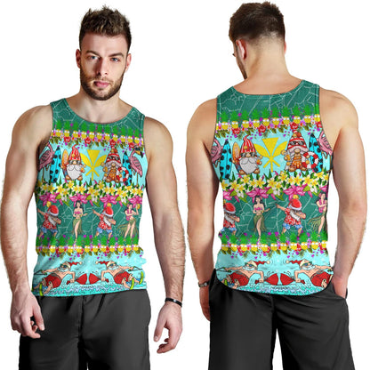 Hawaii Tank Top Dabbing Santa Hula Dance Tropical Gnomes Aloha Mele Kalikimaka Christmas