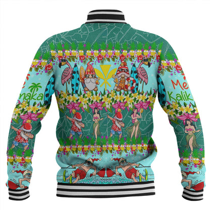 Hawaii Baseball Jacket Dabbing Santa Hula Dance Tropical Gnomes Aloha Mele Kalikimaka Christmas